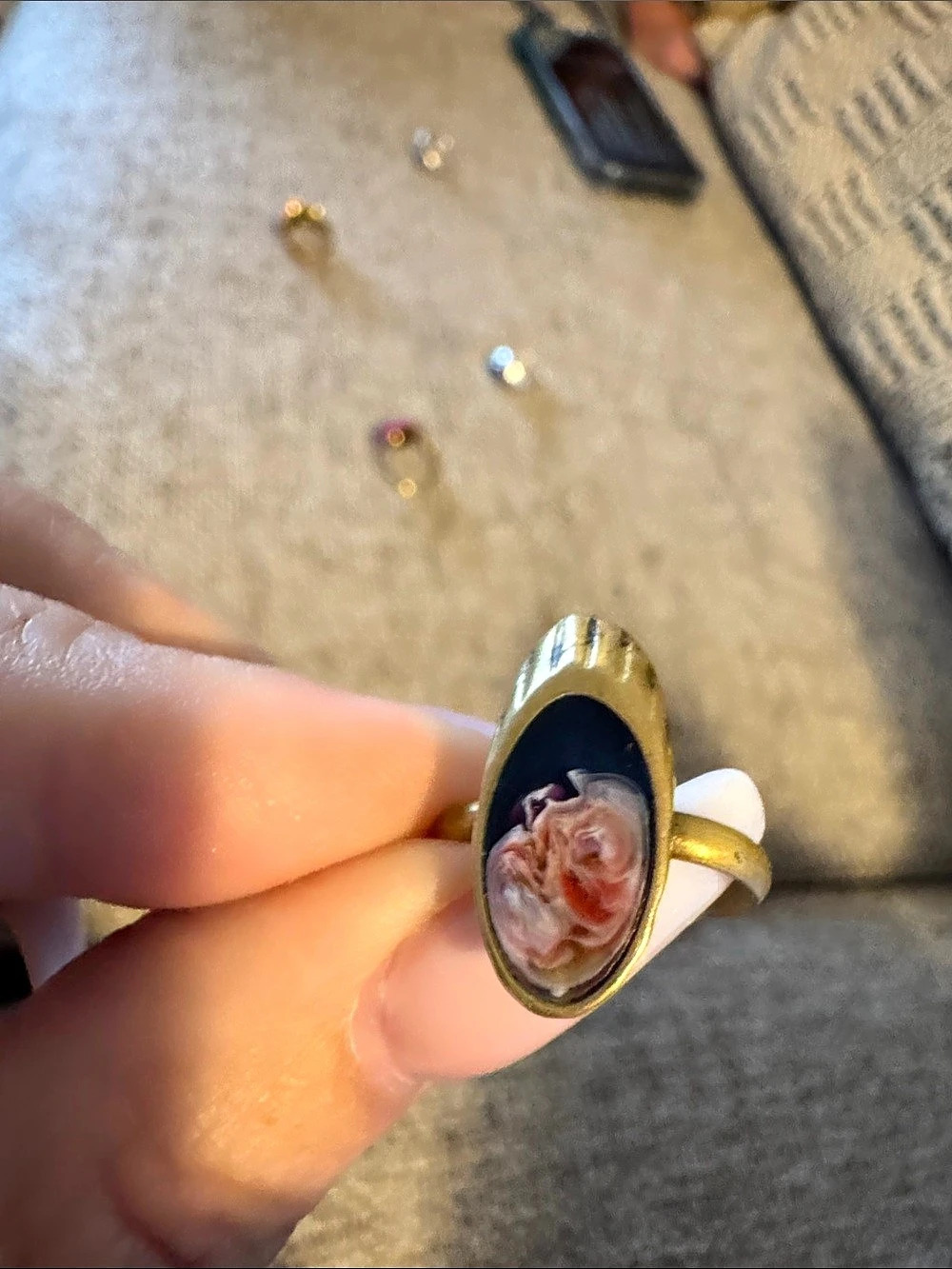 Gold-Tone Carved Floral Ring